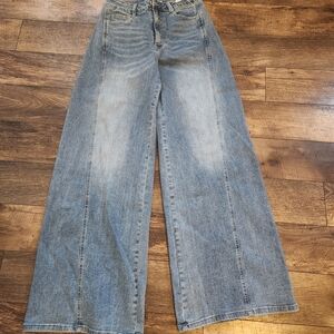 Wide-Leg Light Blue Jeans